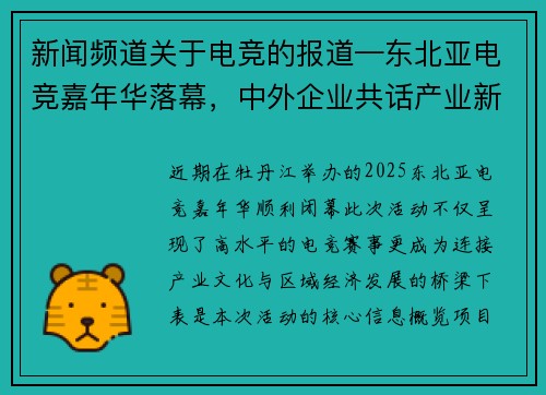 新闻频道关于电竞的报道—东北亚电竞嘉年华落幕，中外企业共话产业新未来